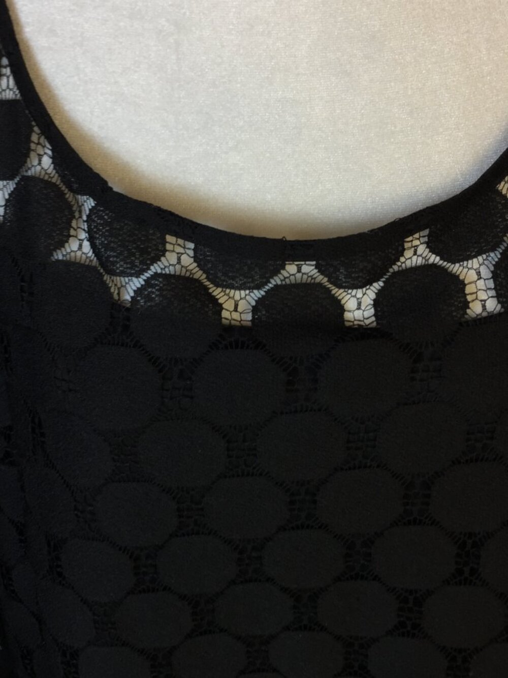 Muse Shift Dress Size 14 Womans Black Polka Dot Lace 3/4 Flared Sleeve Lined - Picture 13 of 13
